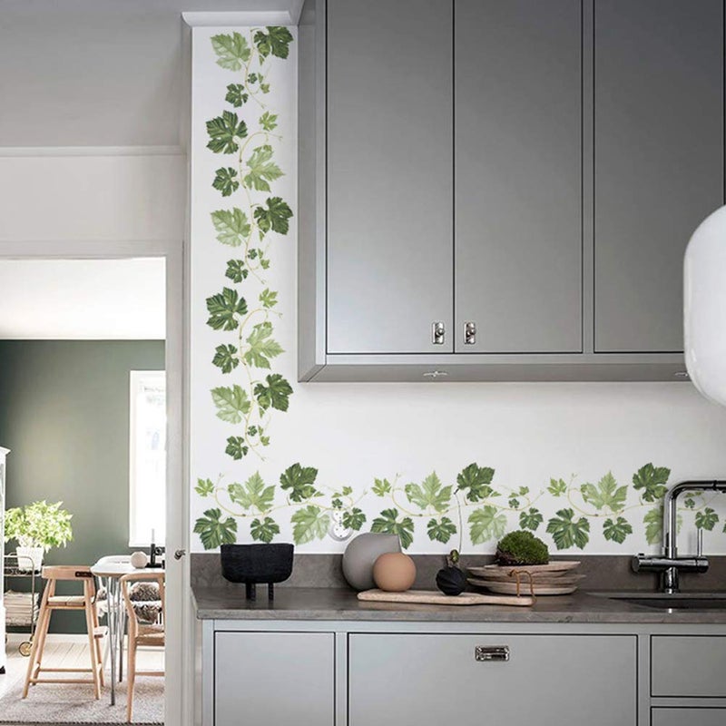 WanQin Ivy Wall Decals Vines Border PVC Wall Stickers for Kitchen Living Room Decorations (4 Sheets) - Image 2